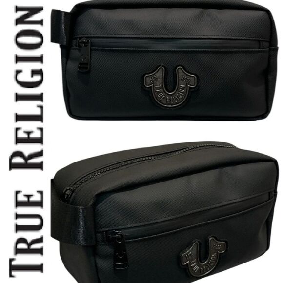 True Religion Cleat Horseshoe Logo Dopp Bag- Black